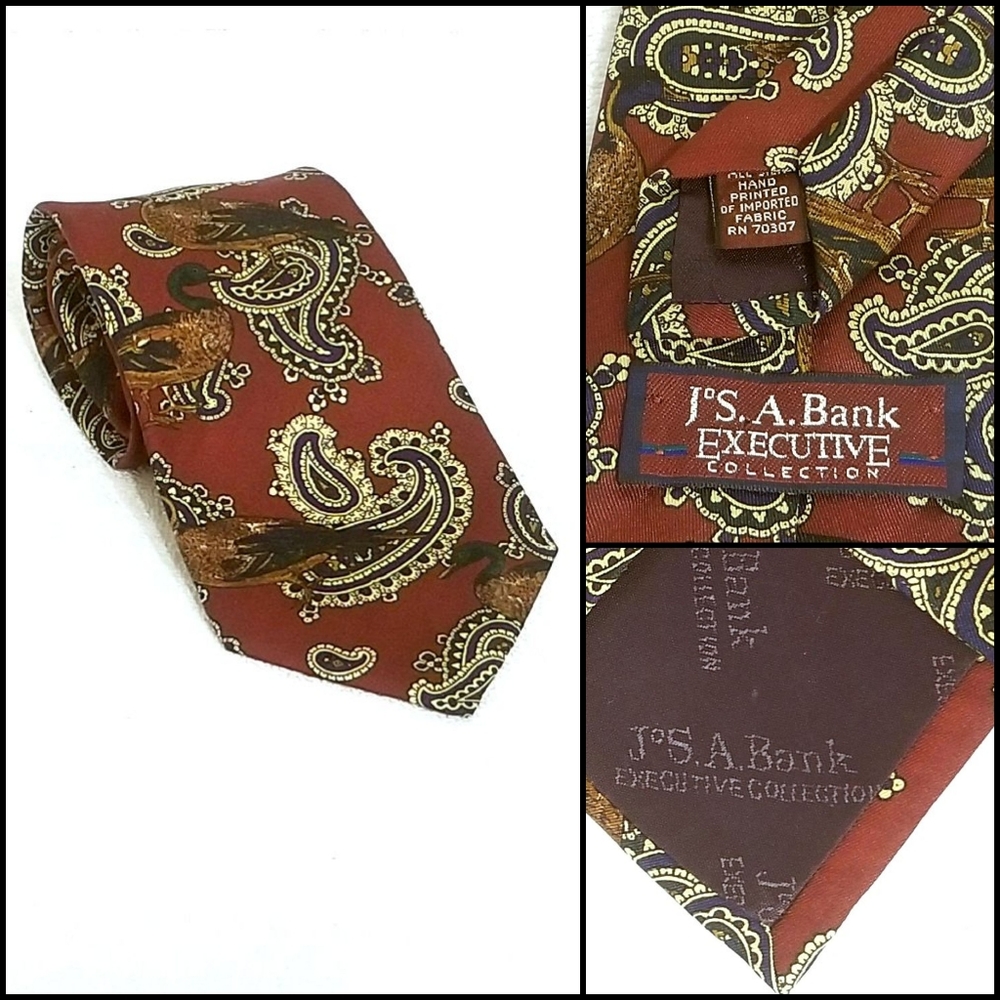 Jos A Bank Executive Collection Silk Paisley Tie - Picture 3 of 5